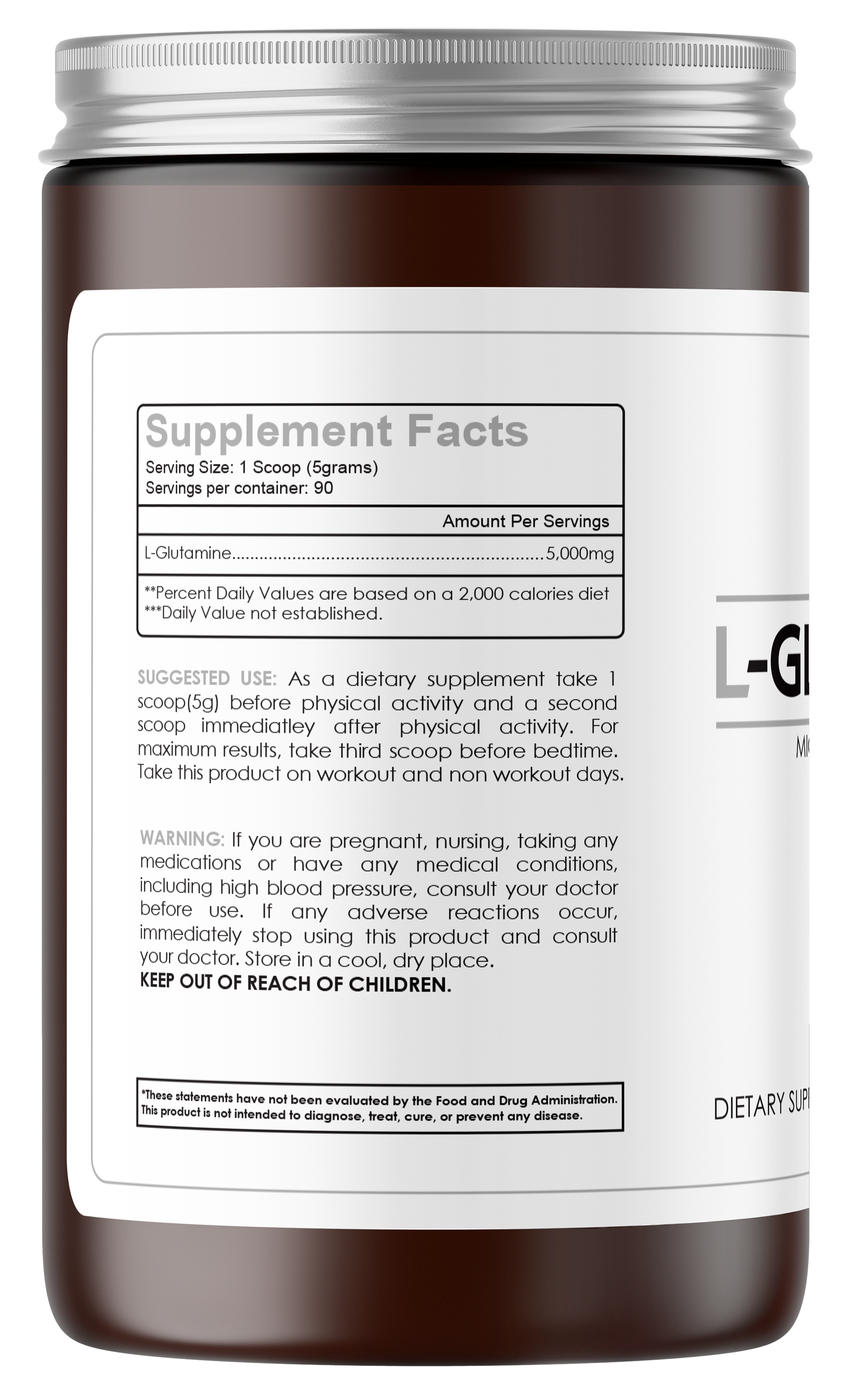 L-GLUTAMINE 100% NO FILLERS UNFLAVORED