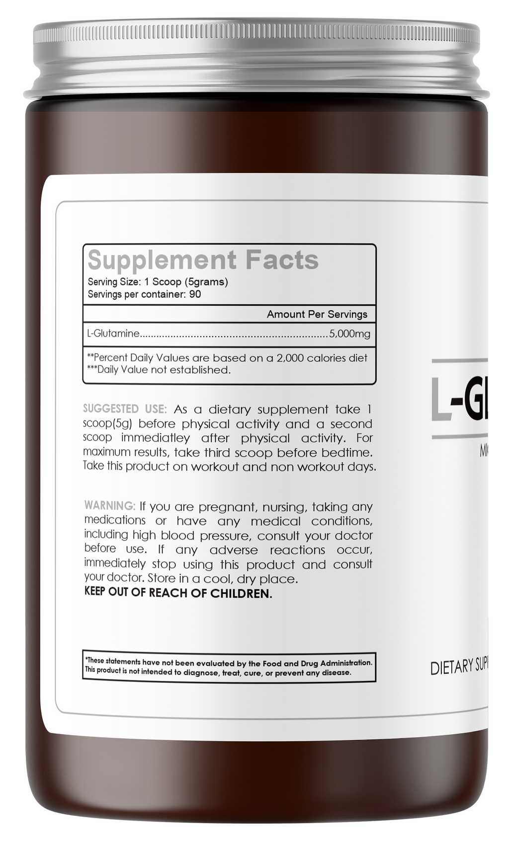 L-GLUTAMINE 100% NO FILLERS UNFLAVORED